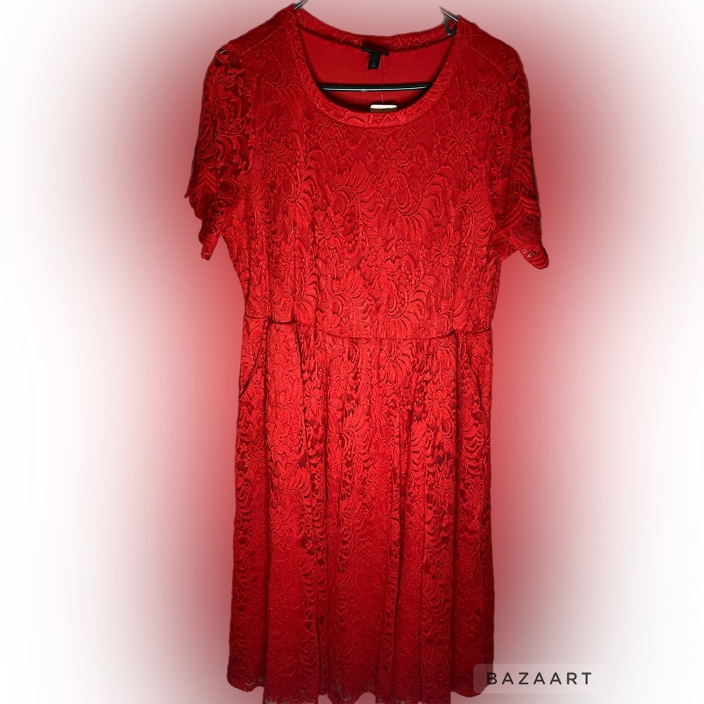 Torrid Red Lace Skater Dress, Size 2